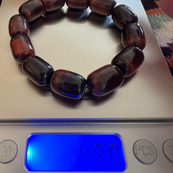 ❤️ Gorgeous Natural Barrel Red  Tiger Eye Bracelet 12x18mm Beads 48gm - Picture 10 of 11
